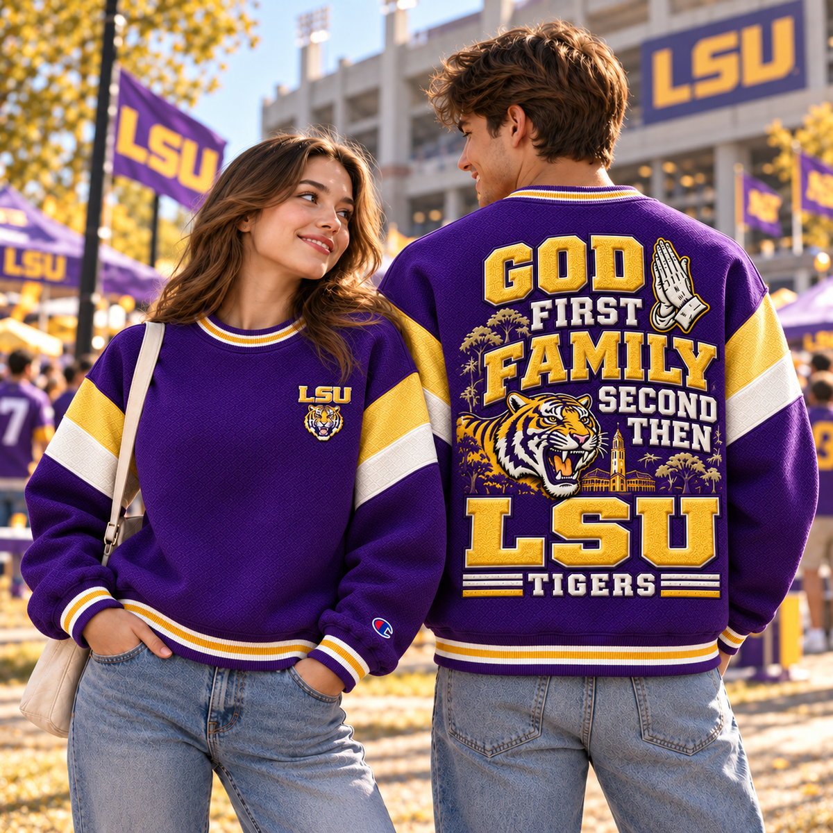LSU Premium Embroidered Crewneck Sweatshirt BMD