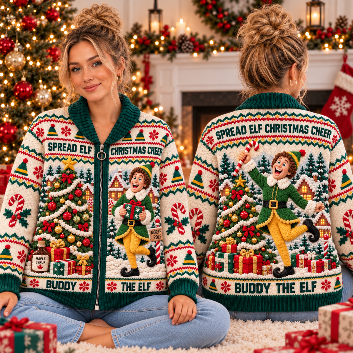 ELF WOOL ZIP CARDIGAN NPL