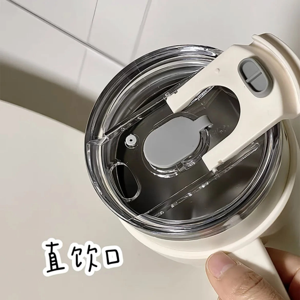 1pc Stainless Steel Ice Tumbler 38.55oz Insulated Cup with Handle & Straw Keeps Cold for 24 Hrs Car Insulation Cup Coffee Water