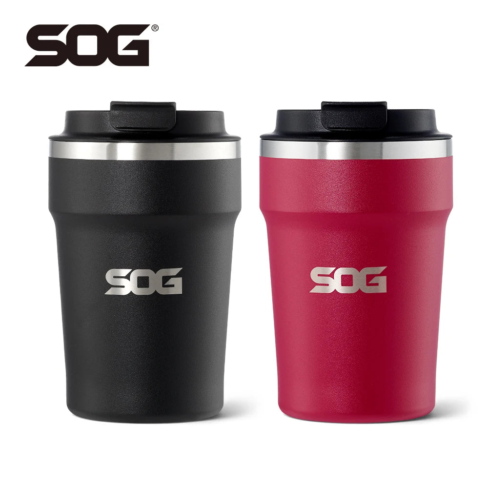 SOG 12oz/360ml Thermos Coffee Mug Stainless Steel Vacuum Insulated Water Bottle & Travel Coffee Cup for Camping, Sports, Office