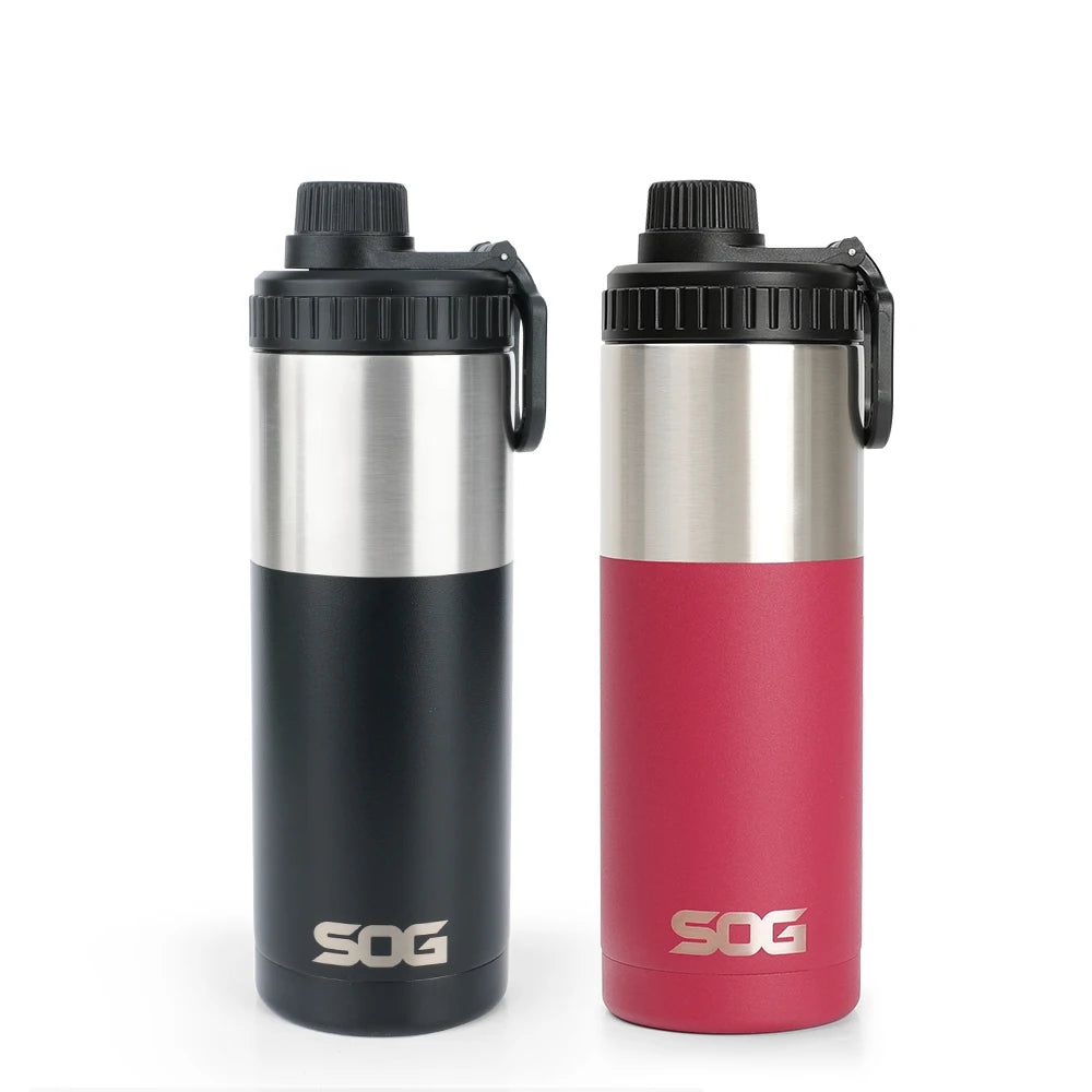SOG 18oz Insulated Sport Water Bottle Double-Wall Vacuum Stainless Steel, Leak-Proof & Portable for Hiking, Travel, Car, Outdoor